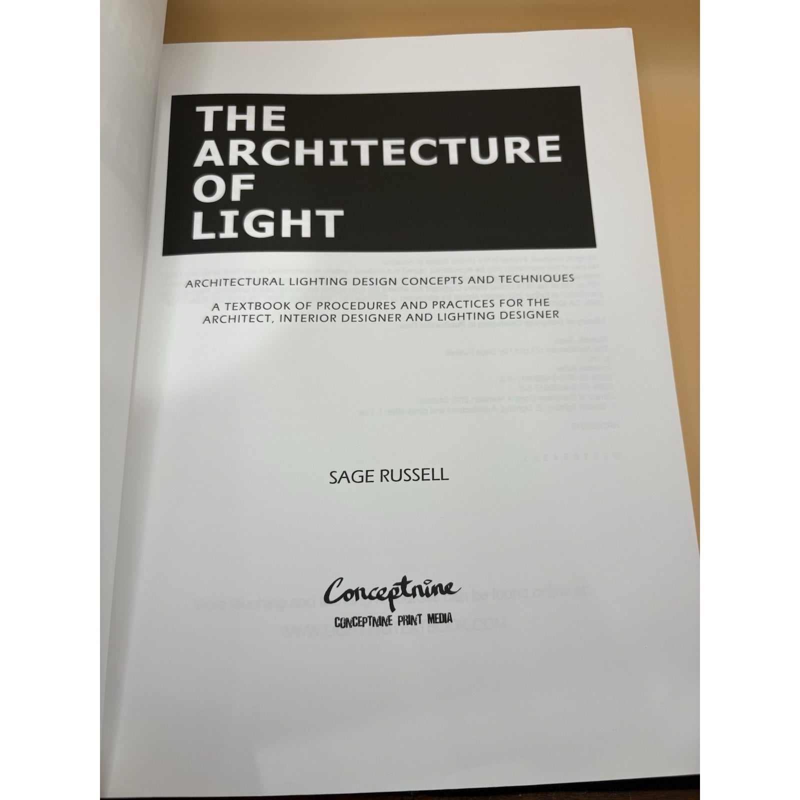 The Architecture of Light by Sage Russell HC 2008 Lighting Design Textbook - Humphrey's Book Den