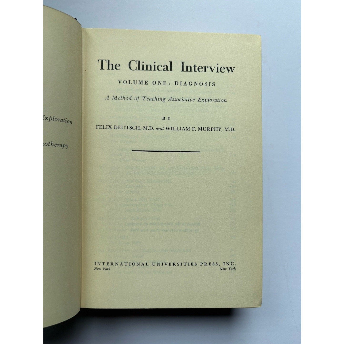 The Clinical Interview by Felix Deutsch; William F. Murphy HC First Edition - Humphrey's Book Den