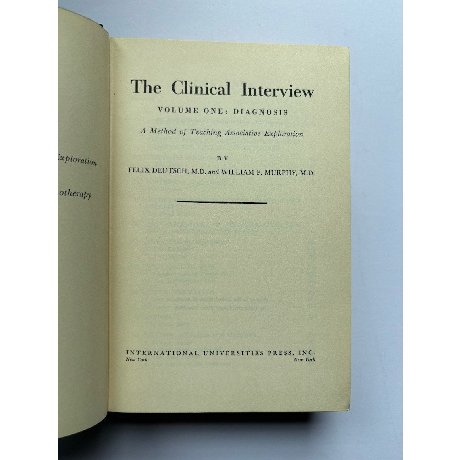 The Clinical Interview by Felix Deutsch; William F. Murphy HC First Edition - Humphrey's Book Den