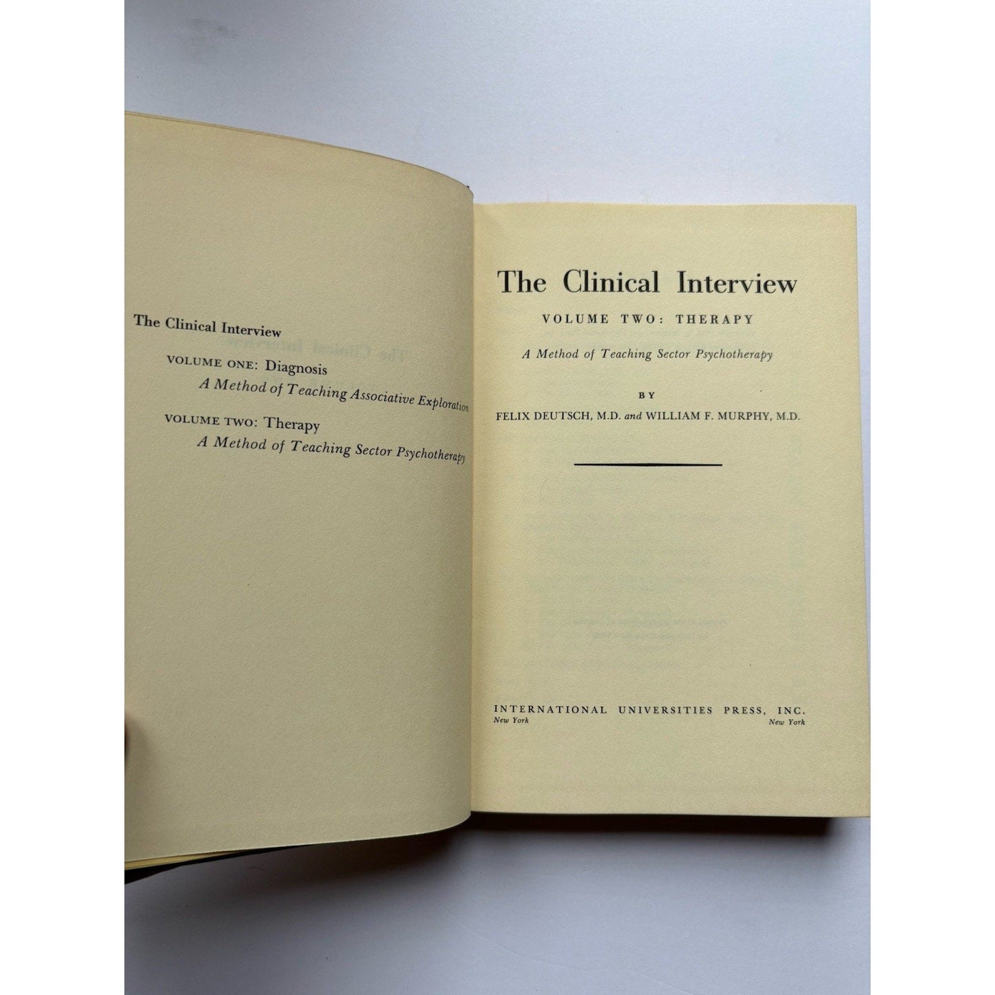 The Clinical Interview by Felix Deutsch; William F. Murphy HC First Edition - Humphrey's Book Den