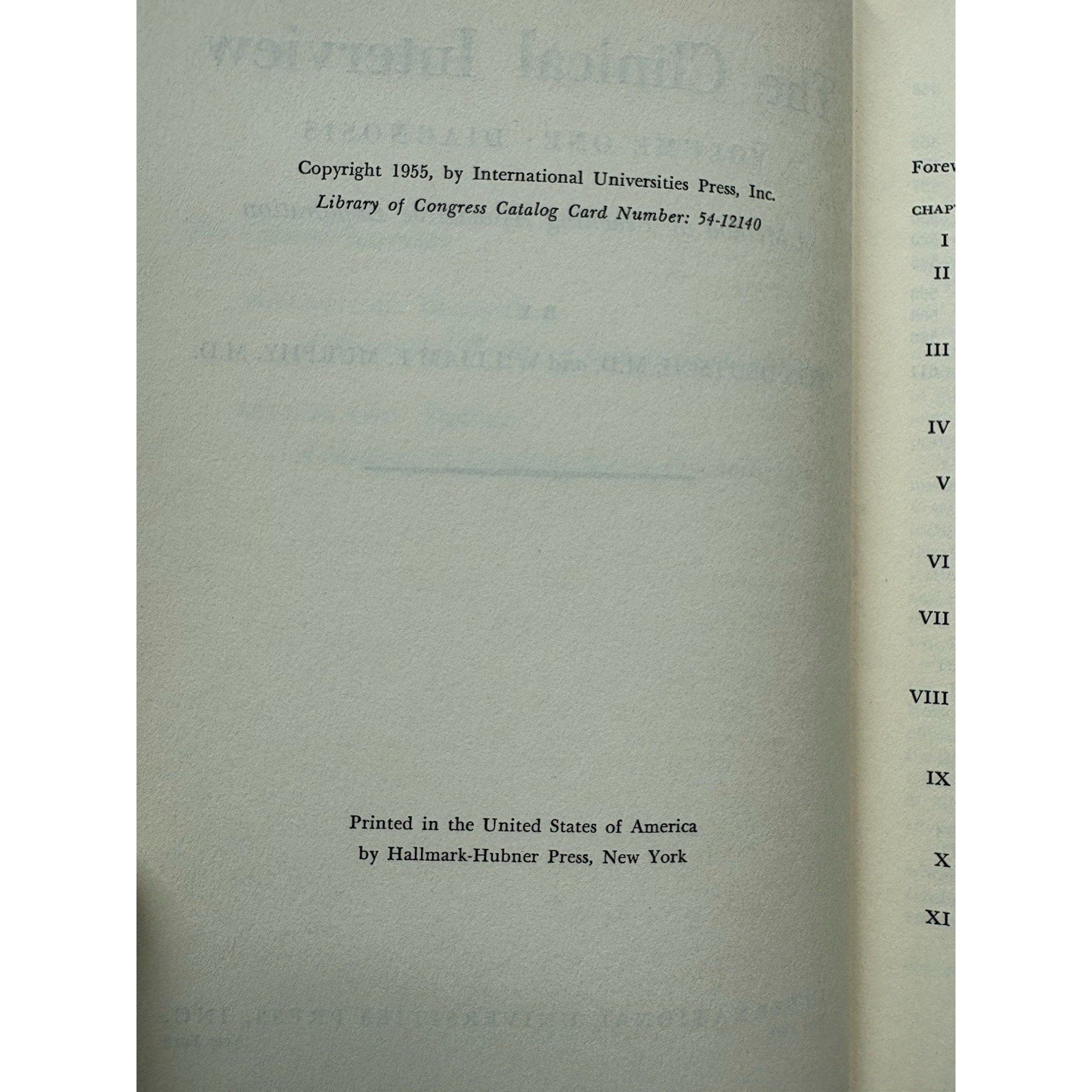 The Clinical Interview by Felix Deutsch; William F. Murphy HC First Edition - Humphrey's Book Den