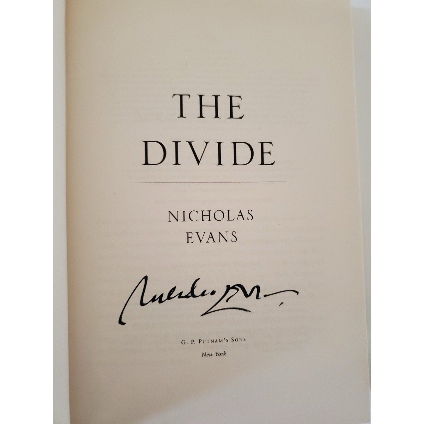 The Divide – Nicholas Evans – SIGNED 1st Edition 1st Printing Hardcover DJ - Humphrey's Book Den