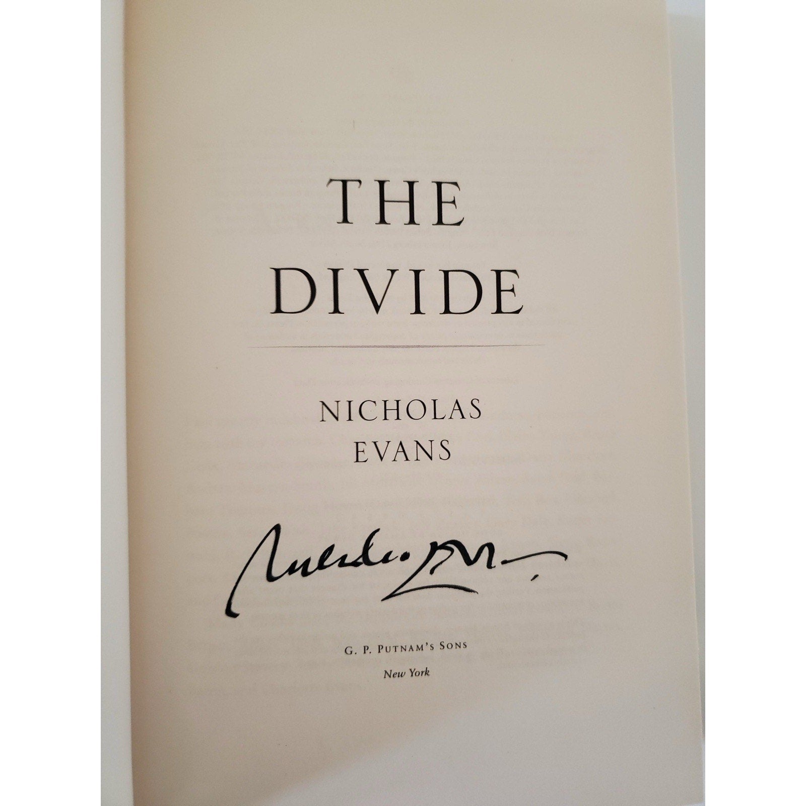 The Divide – Nicholas Evans – SIGNED 1st Edition 1st Printing Hardcover DJ - Humphrey's Book Den