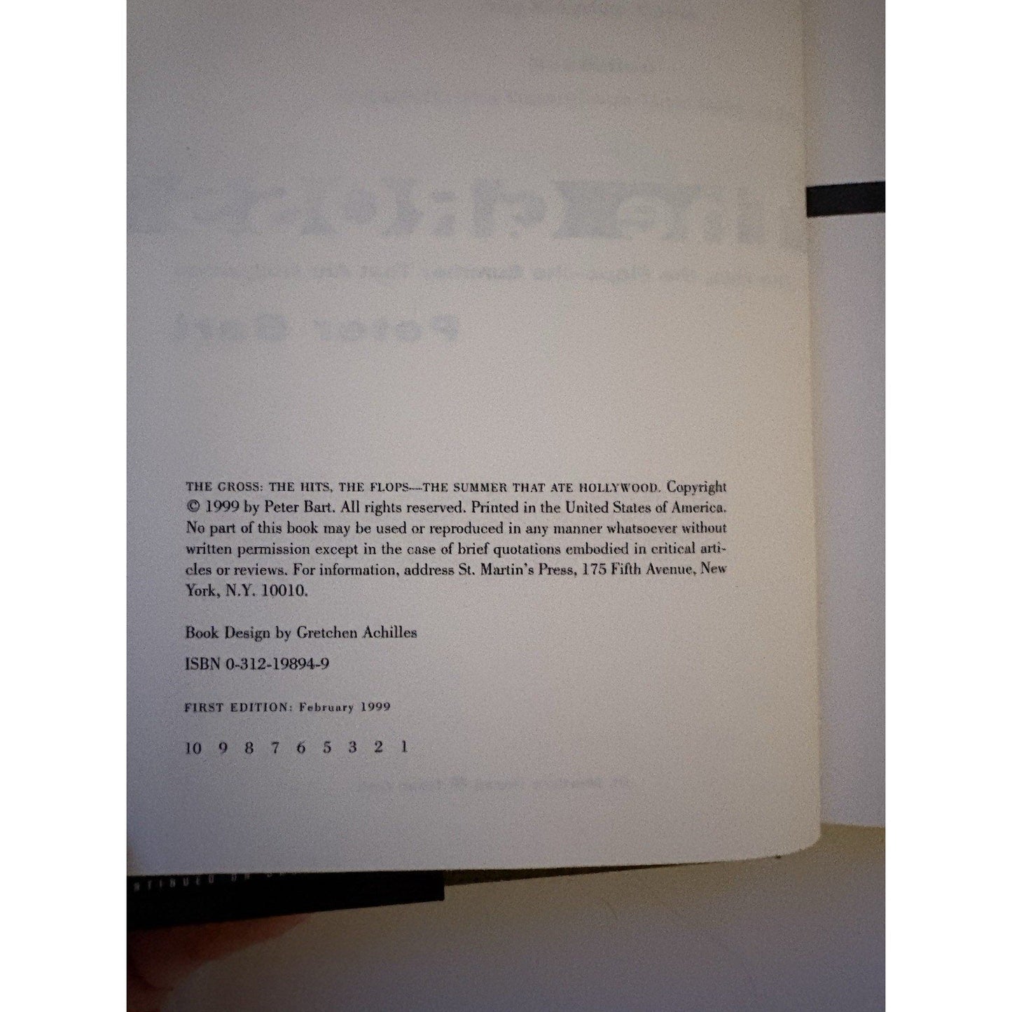 The Gross Peter Bart Signed First Edition 1999 HC w/ Dust Jacket - Humphrey's Book Den