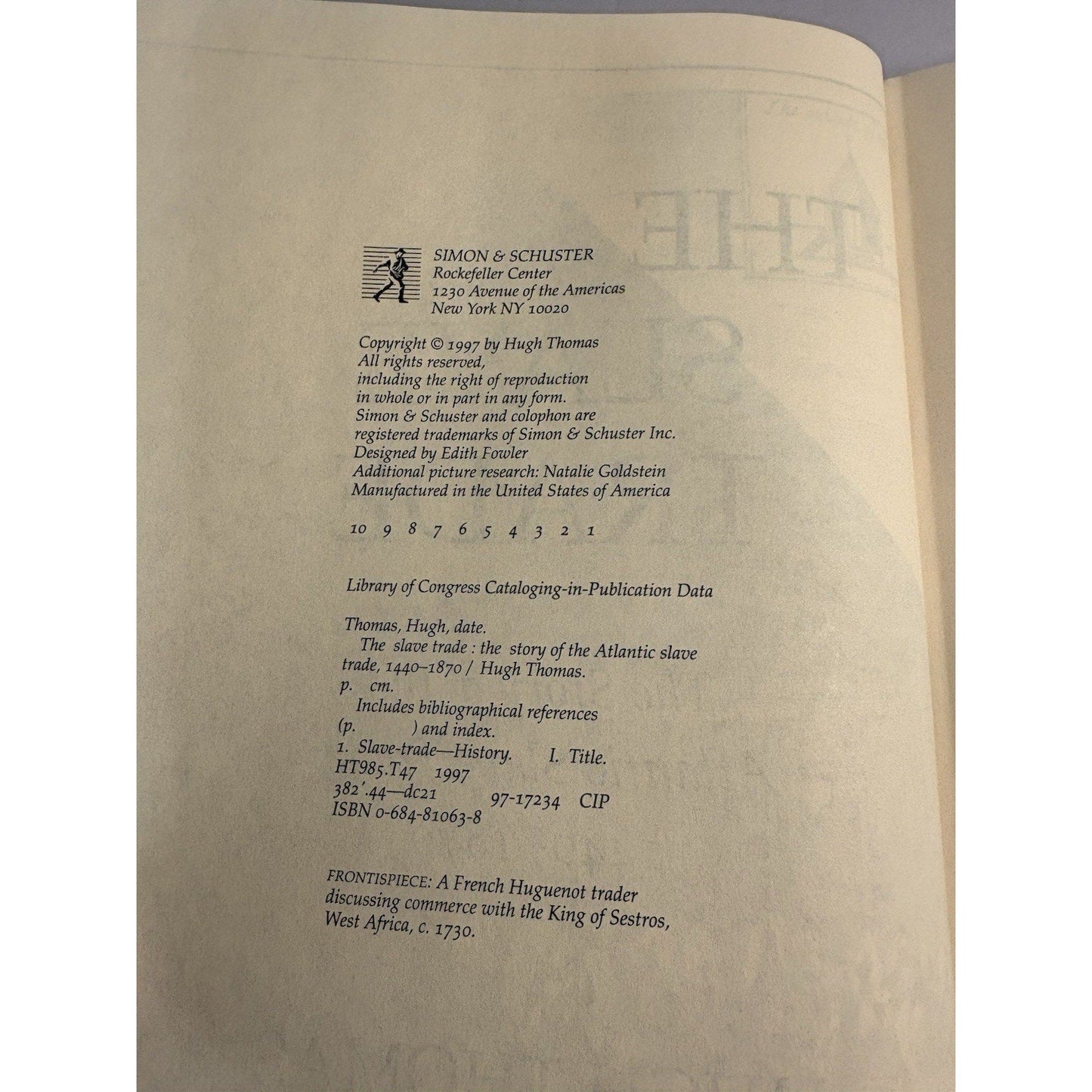 The Slave Trade Hugh Thomas 1997 First Edition Hardcover Simon & Schuster - Humphrey's Book Den