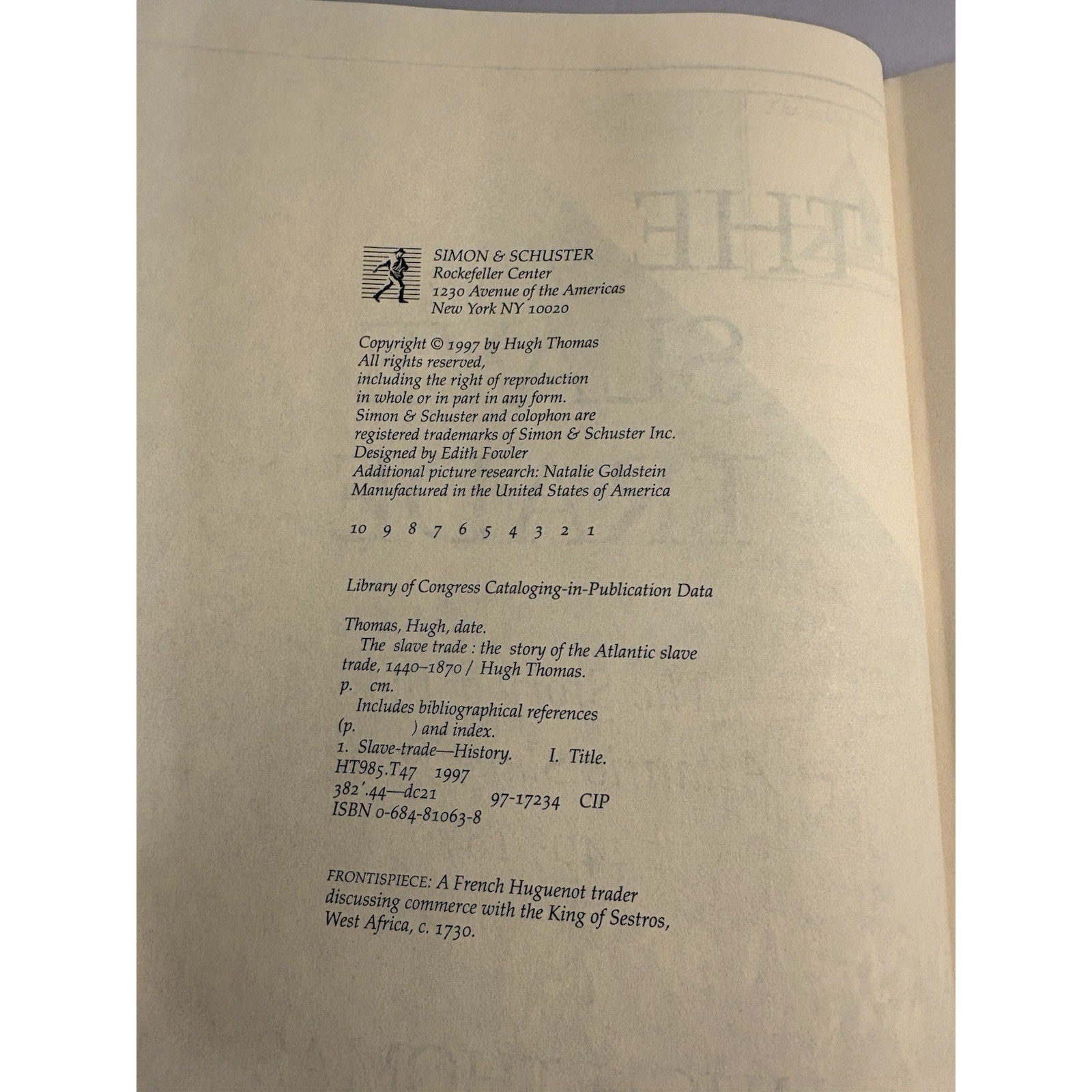 The Slave Trade Hugh Thomas 1997 First Edition Hardcover Simon & Schuster - Humphrey's Book Den