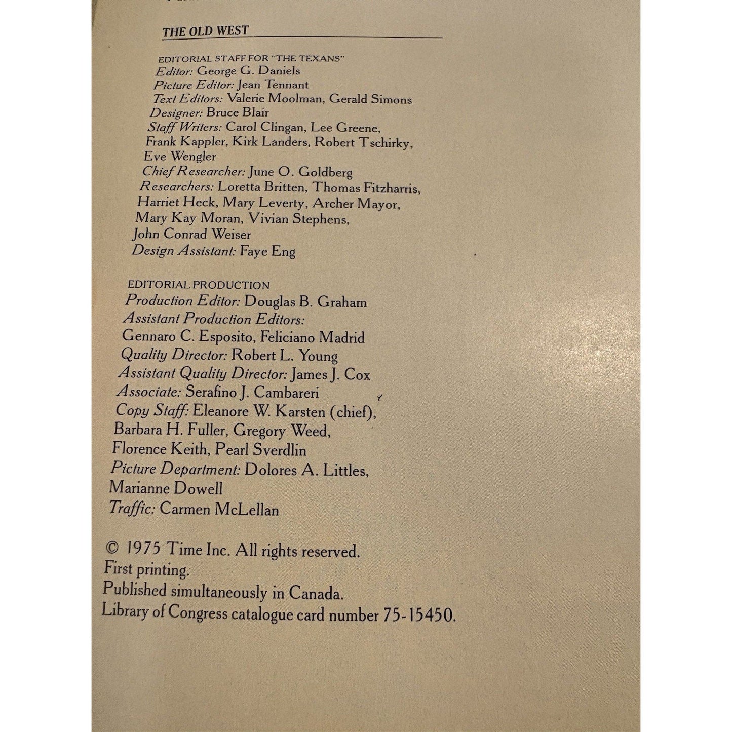 The Texans The Old West Time Life Books 1975 First Printing - Humphrey's Book Den