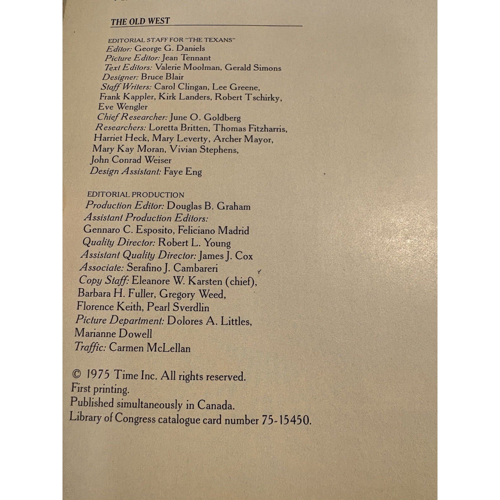 The Texans The Old West Time Life Books 1975 First Printing - Humphrey's Book Den