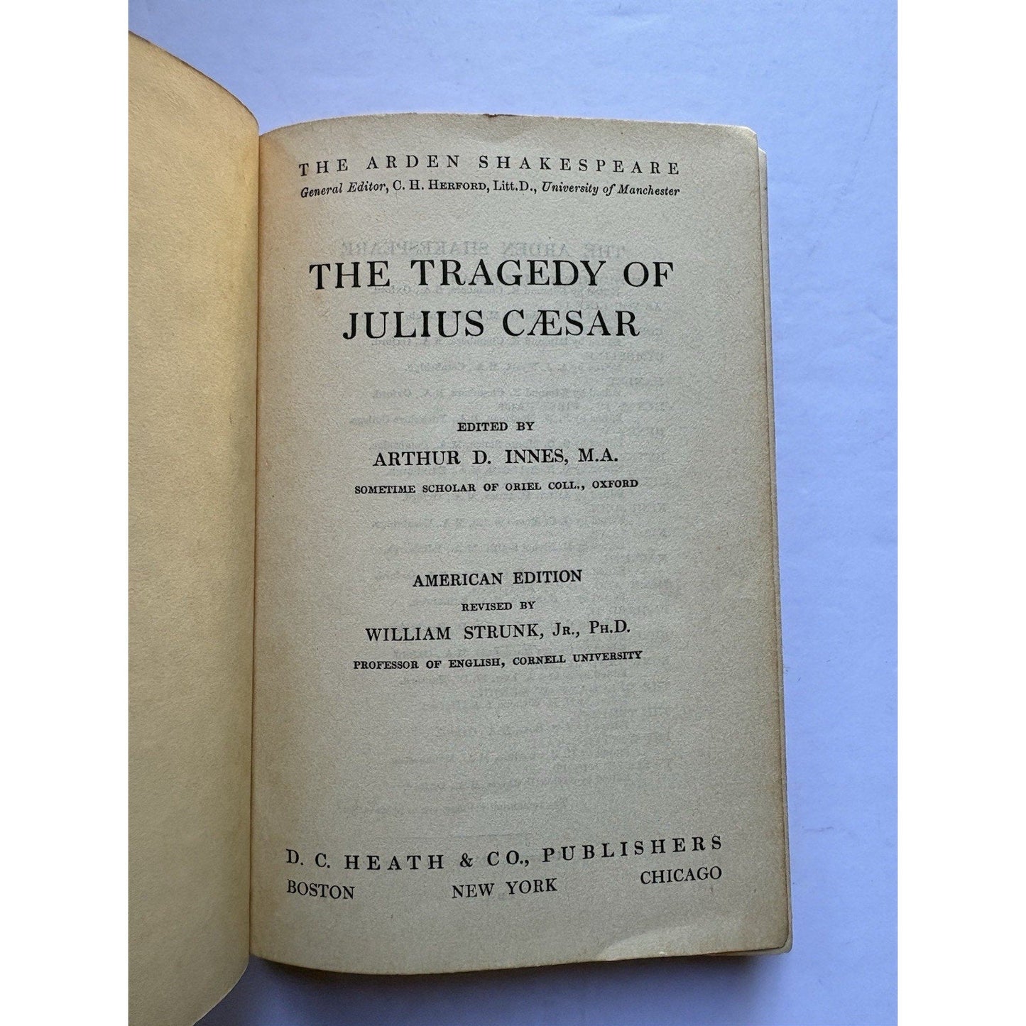 Vintage Julius Caesar 1915 Arden Shakespeare Strunk Jr. D.C. Heath HC Book - Humphrey's Book Den