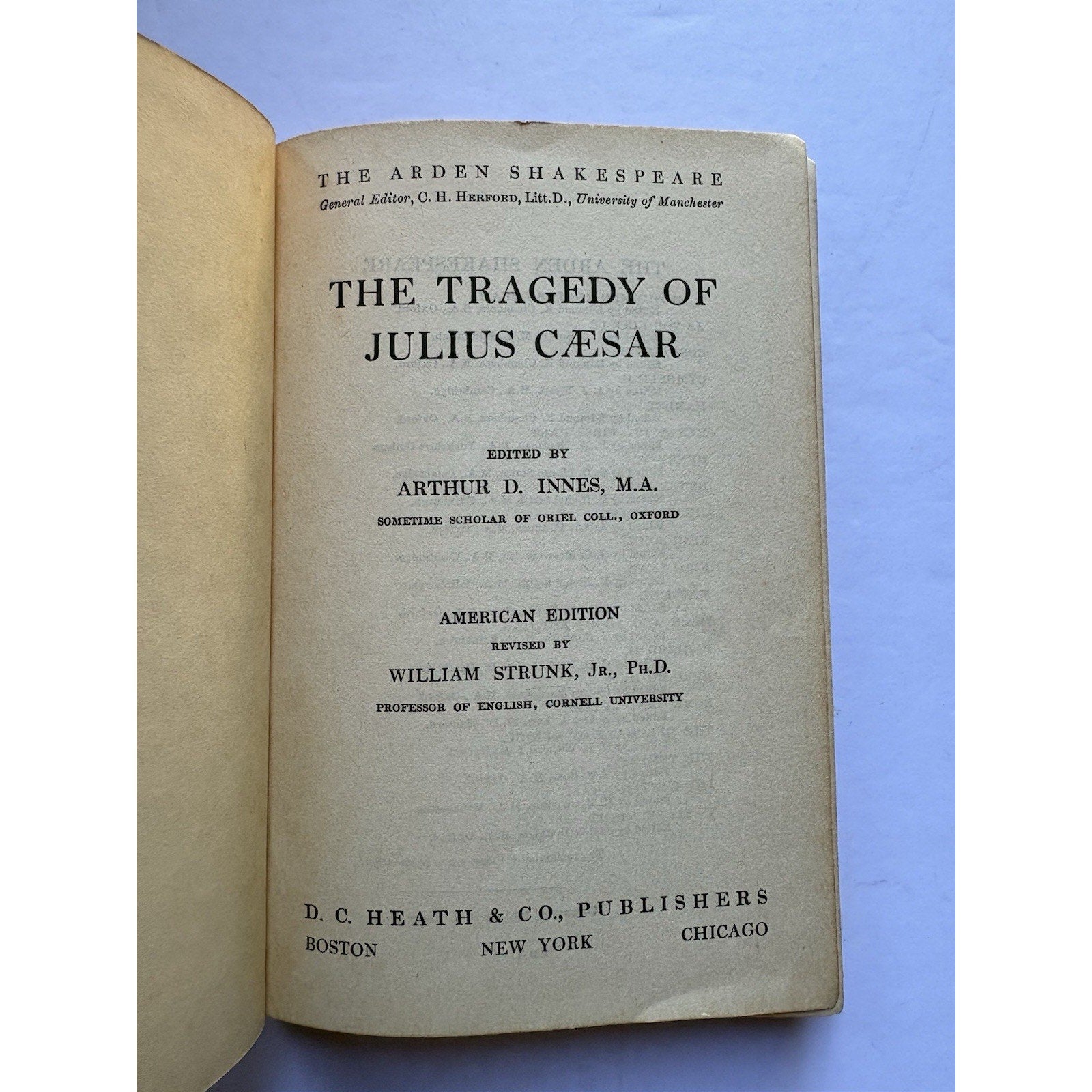 Vintage Julius Caesar 1915 Arden Shakespeare Strunk Jr. D.C. Heath HC Book - Humphrey's Book Den