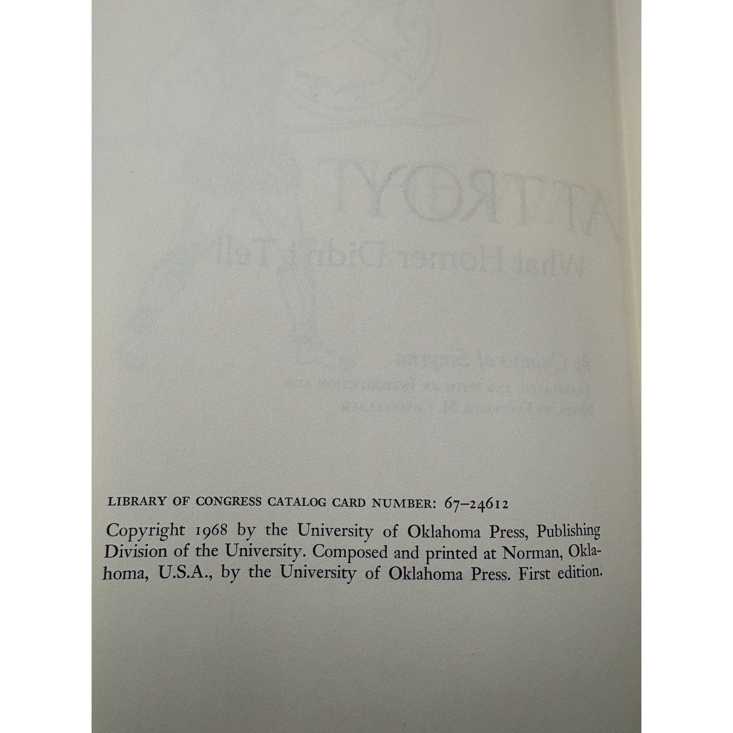 War at Troy: What Homer Didn’t Tell — 1968 1st Ed HC/DJ Quintus of Smyrna - Humphrey's Book Den